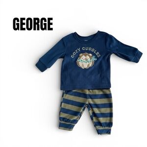 071 George Navy and Olive 'Cozy Cuddles' Two-Piece Pajama Set